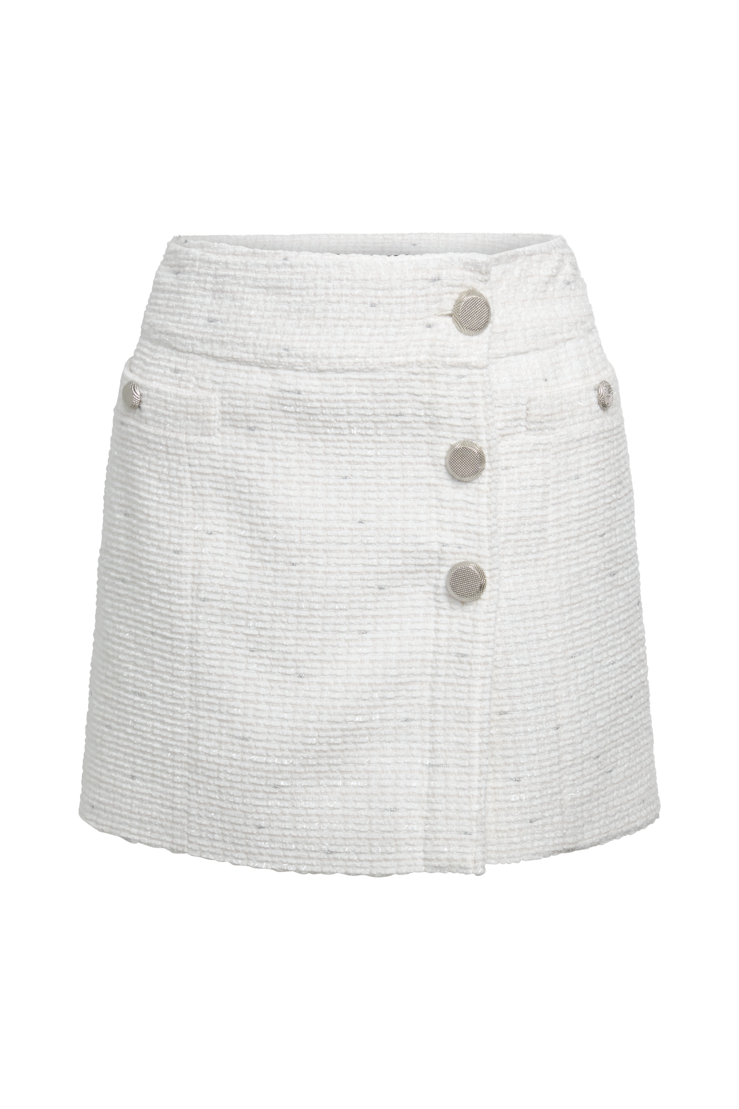 BCBGMAXAZRIA Tweed Wrap Short Skirt White