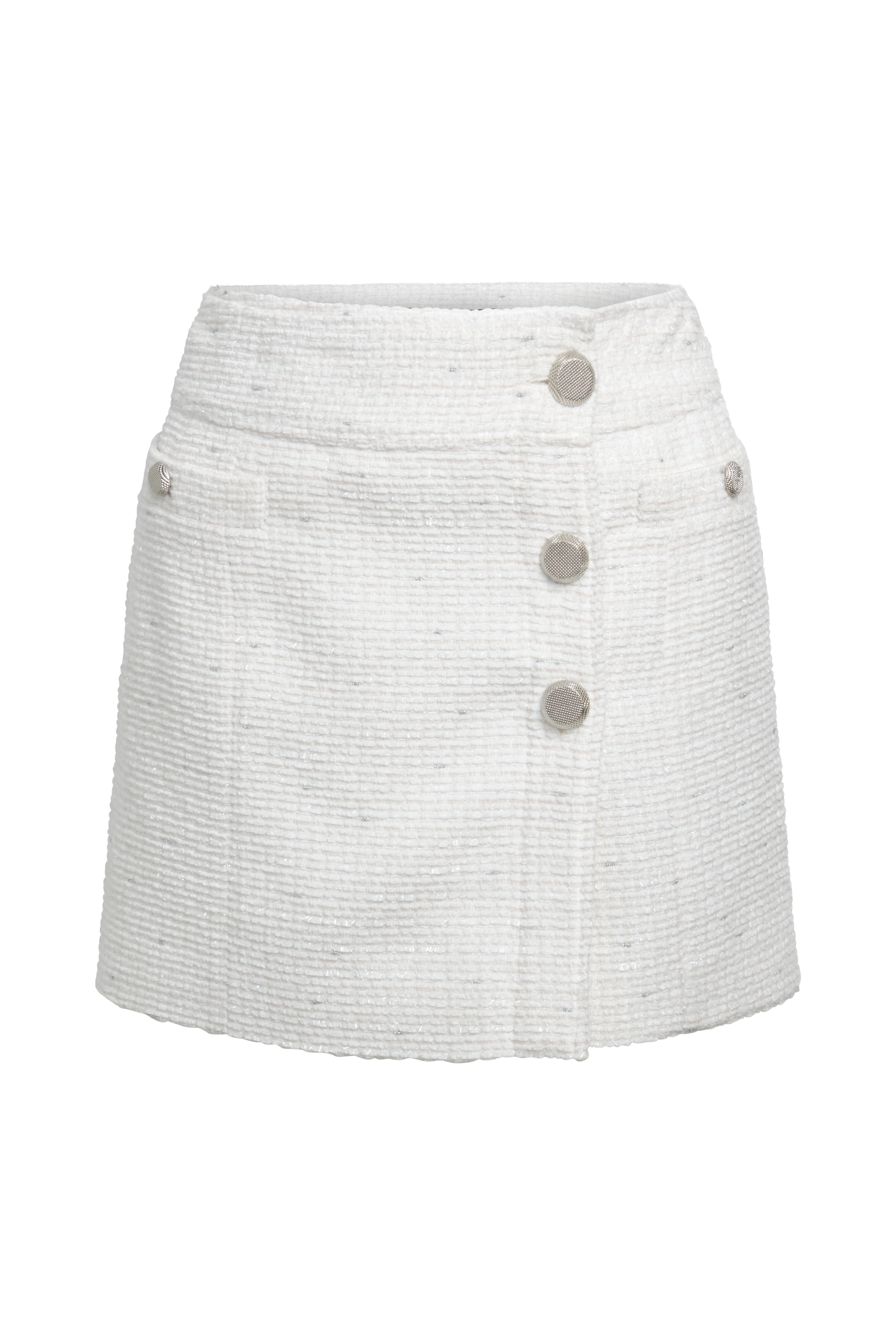 BCBGMAXAZRIA Tweed Wrap Short Skirt White