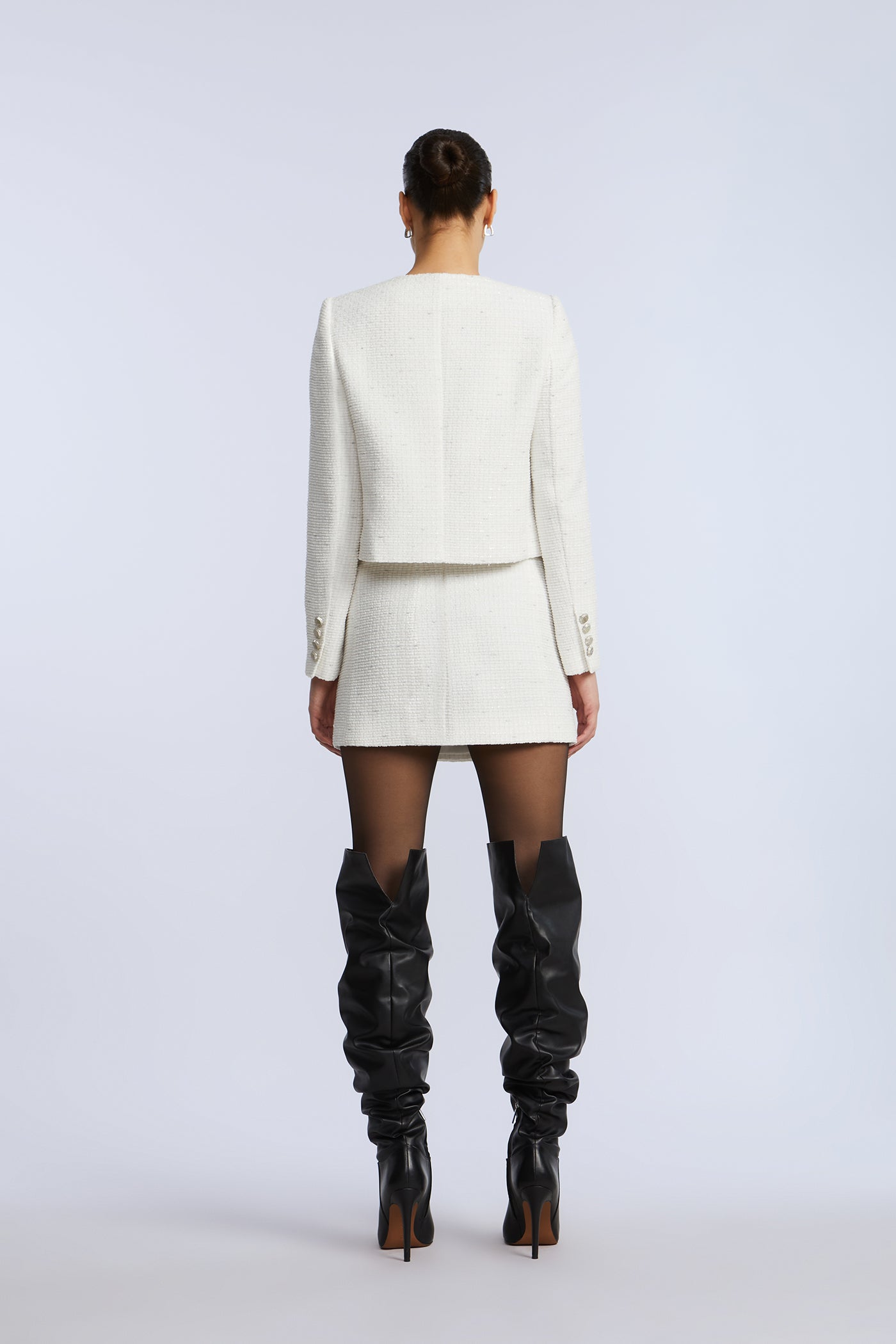 BCBGMAXAZRIA Tweed Wrap Short Skirt White