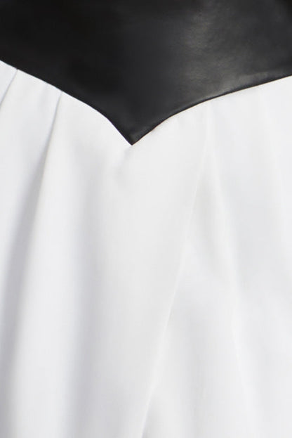 BCBGMAXAZRIA Leather Crepe Skirt Black/White