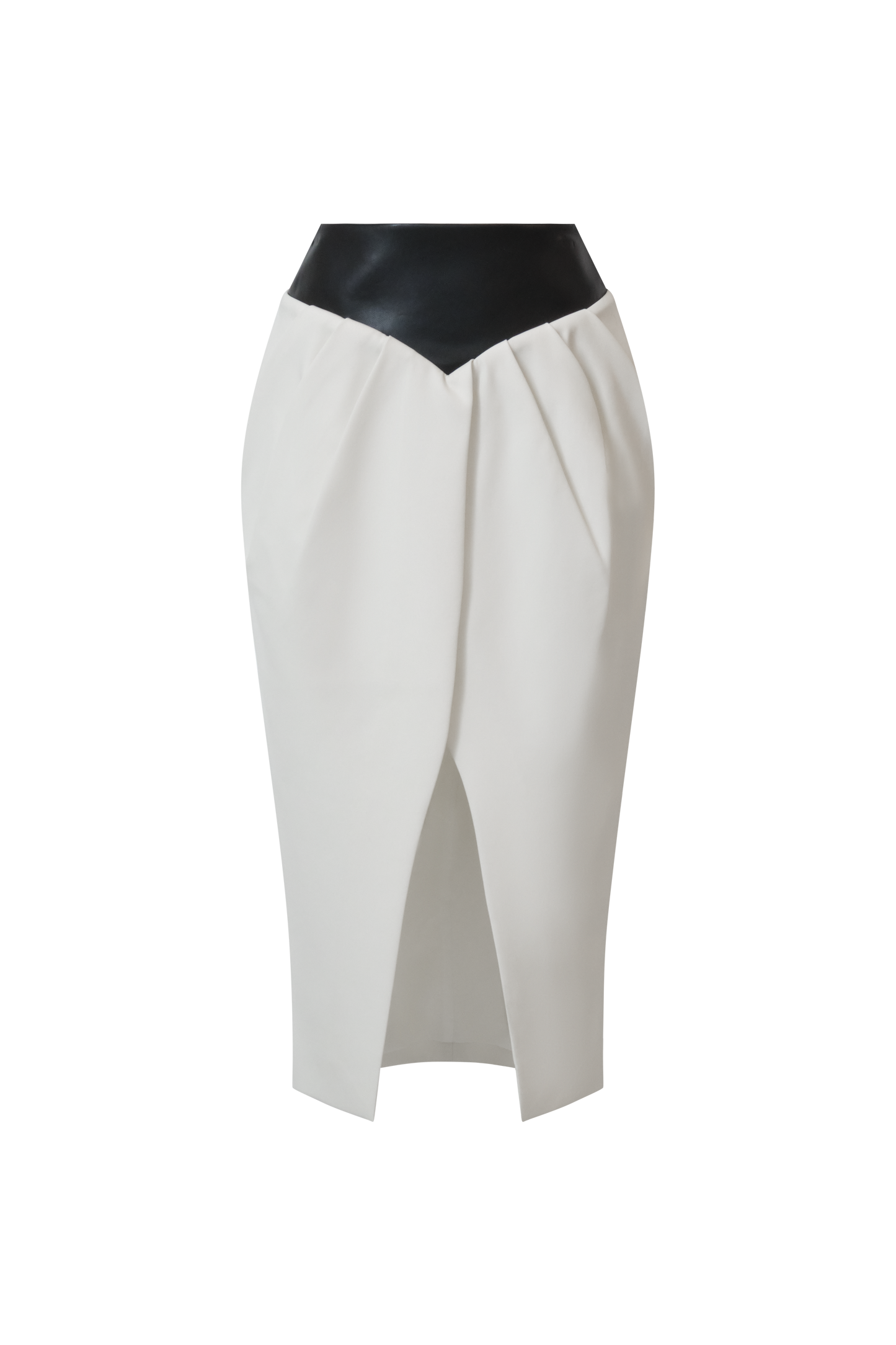 BCBGMAXAZRIA Leather Crepe Skirt Black/White