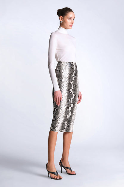 BCBGMAXAZRIA Lourdes Printed Skirt Snakeskin Black & White Print