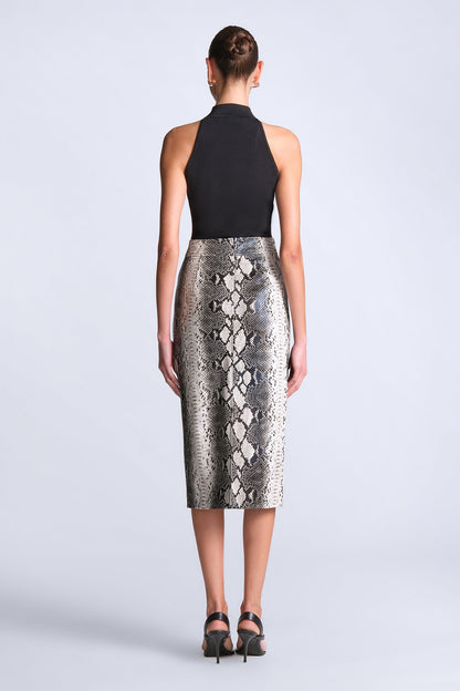 BCBGMAXAZRIA Lourdes Printed Skirt Snakeskin Black & White Print