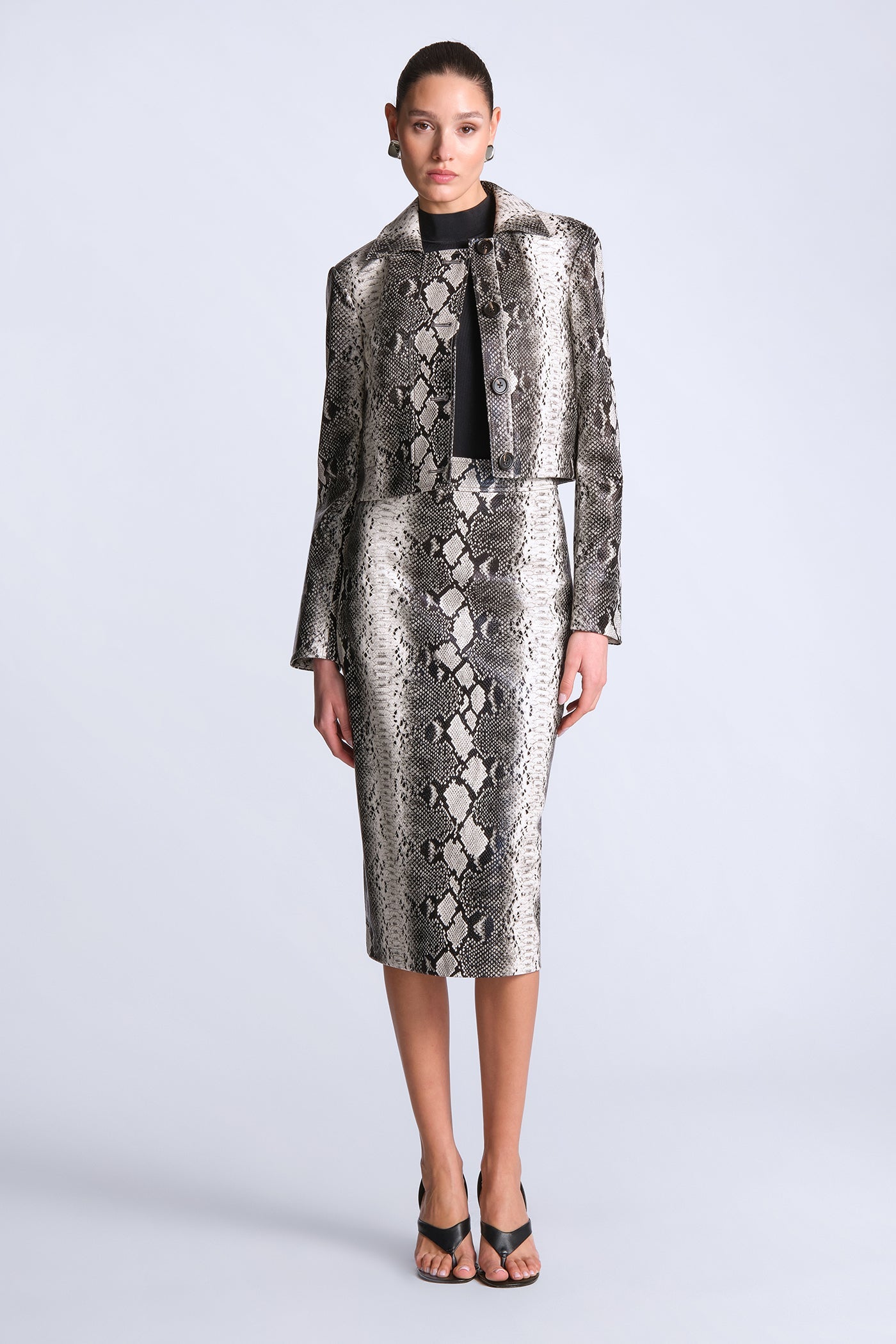BCBGMAXAZRIA Lourdes Printed Skirt Snakeskin Black & White Print