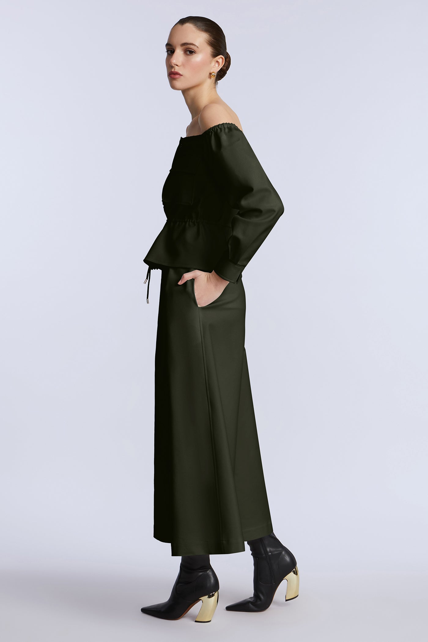 BCBGMAXAZRIA Pleated Front Crop Pant Rosin
