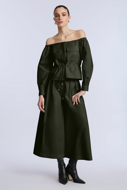 BCBGMAXAZRIA Pleated Front Crop Pant Rosin