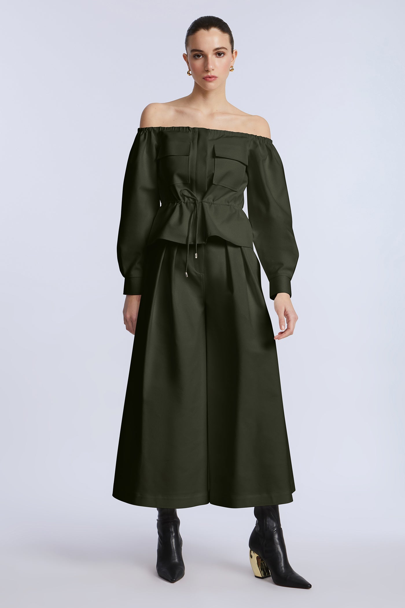 BCBGMAXAZRIA Pleated Front Crop Pant Rosin