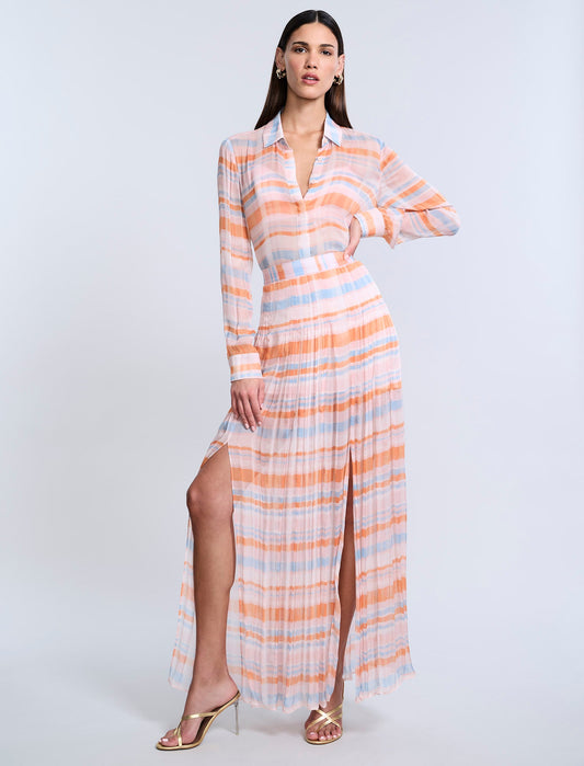 BCBGMAXAZRIA Printed Pleated Skirt Plaid Print