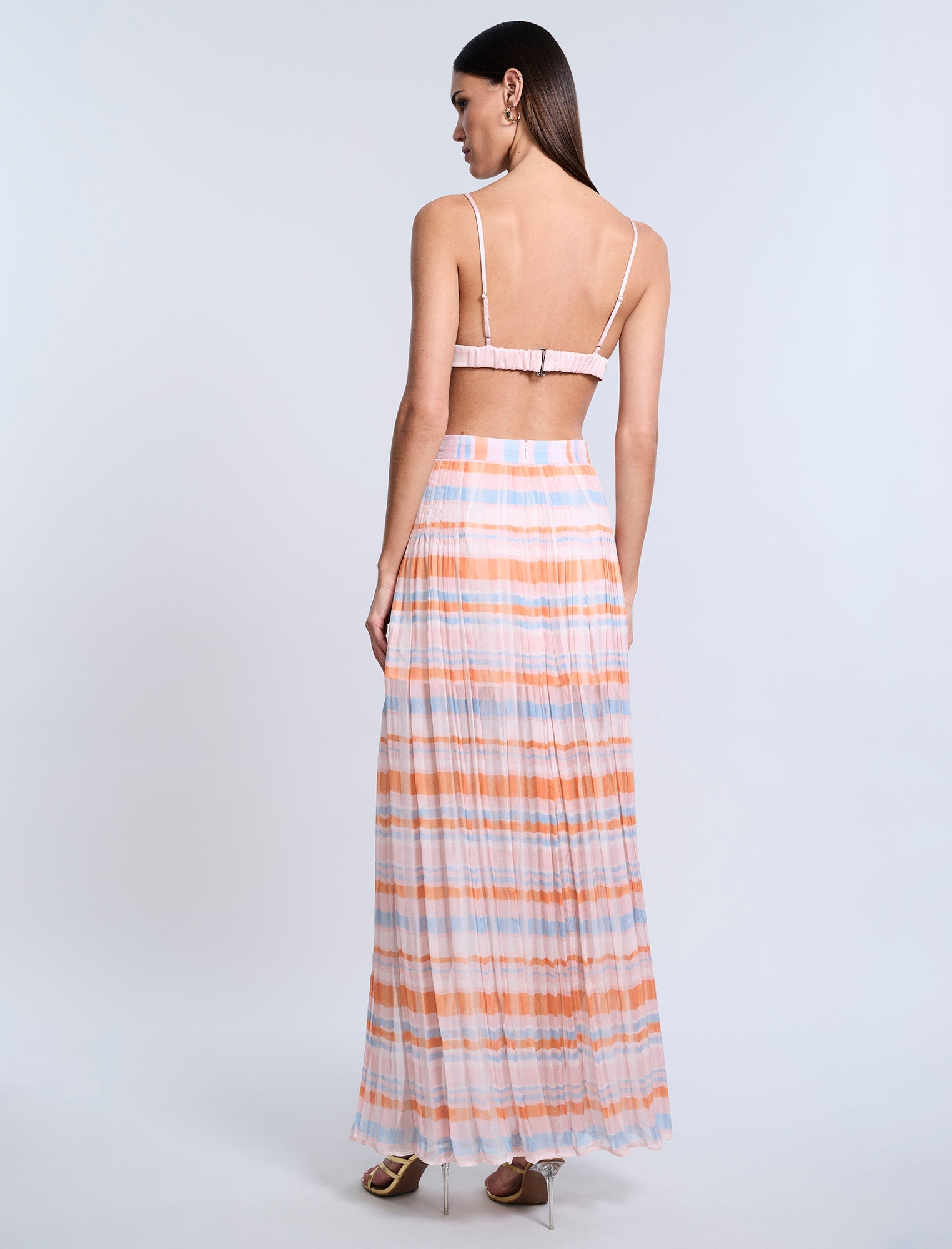 BCBGMAXAZRIA Printed Pleated Skirt Plaid Print