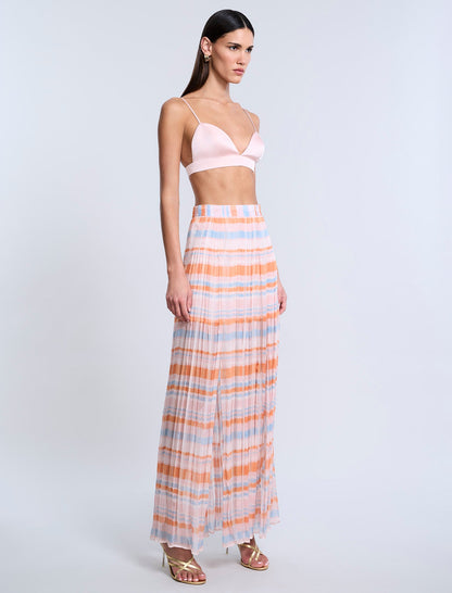 BCBGMAXAZRIA Printed Pleated Skirt Plaid Print