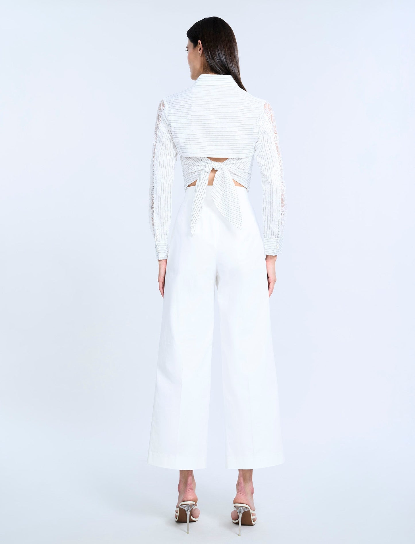 BCBGMAXAZRIA High Waist Cropped Pant Chalk