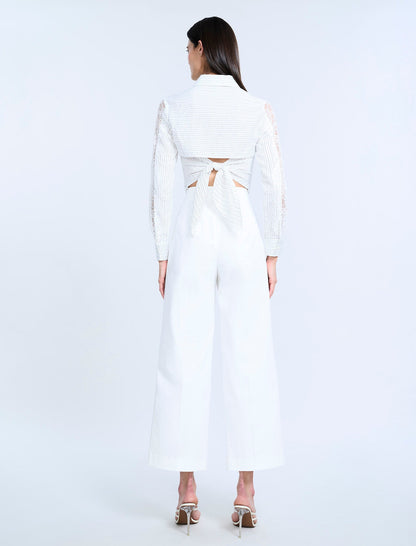 BCBGMAXAZRIA High Waist Cropped Pant Chalk