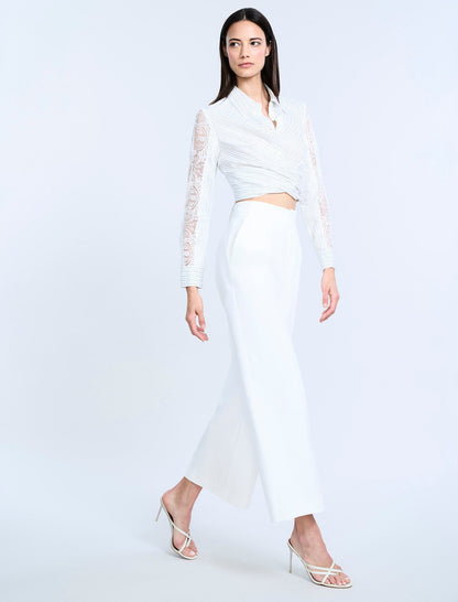 BCBGMAXAZRIA High Waist Cropped Pant Chalk