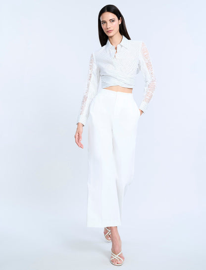 BCBGMAXAZRIA High Waist Cropped Pant Chalk