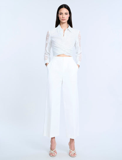 BCBGMAXAZRIA High Waist Cropped Pant Chalk
