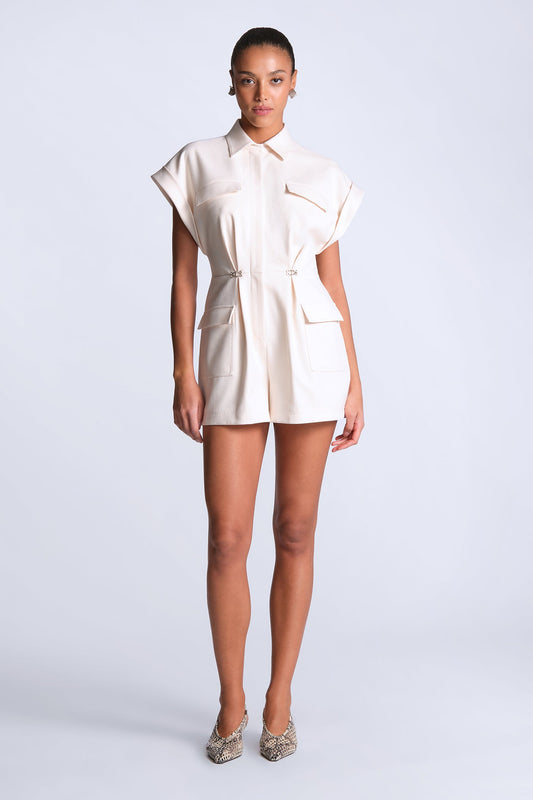 BCBGMAXAZRIA Heidi Romper Gardenia