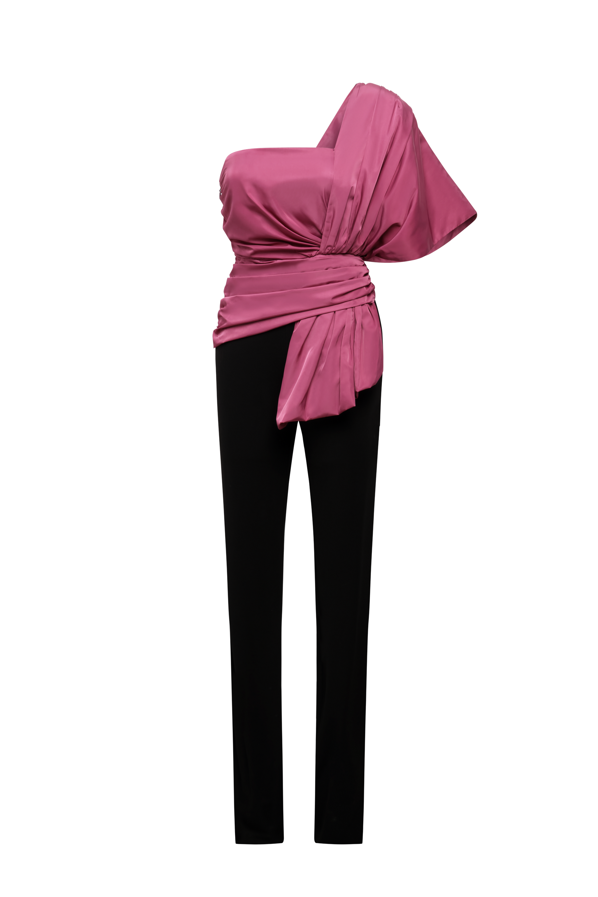 BCBGMAXAZRIA Bow Jumpsuit Black & Red Violet Combo