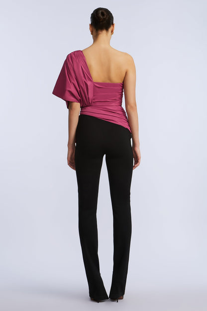 BCBGMAXAZRIA Bow Jumpsuit Black & Red Violet Combo