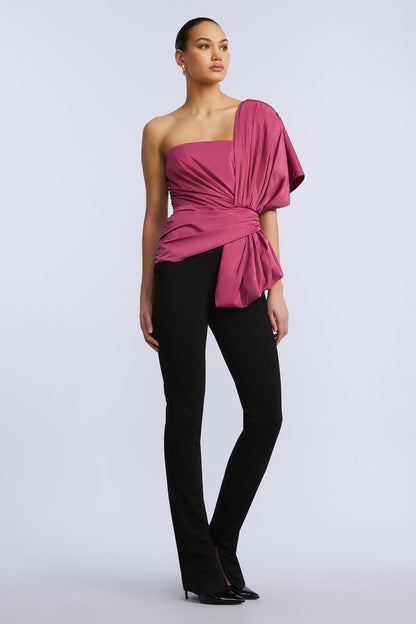 BCBGMAXAZRIA Bow Jumpsuit Black & Red Violet Combo