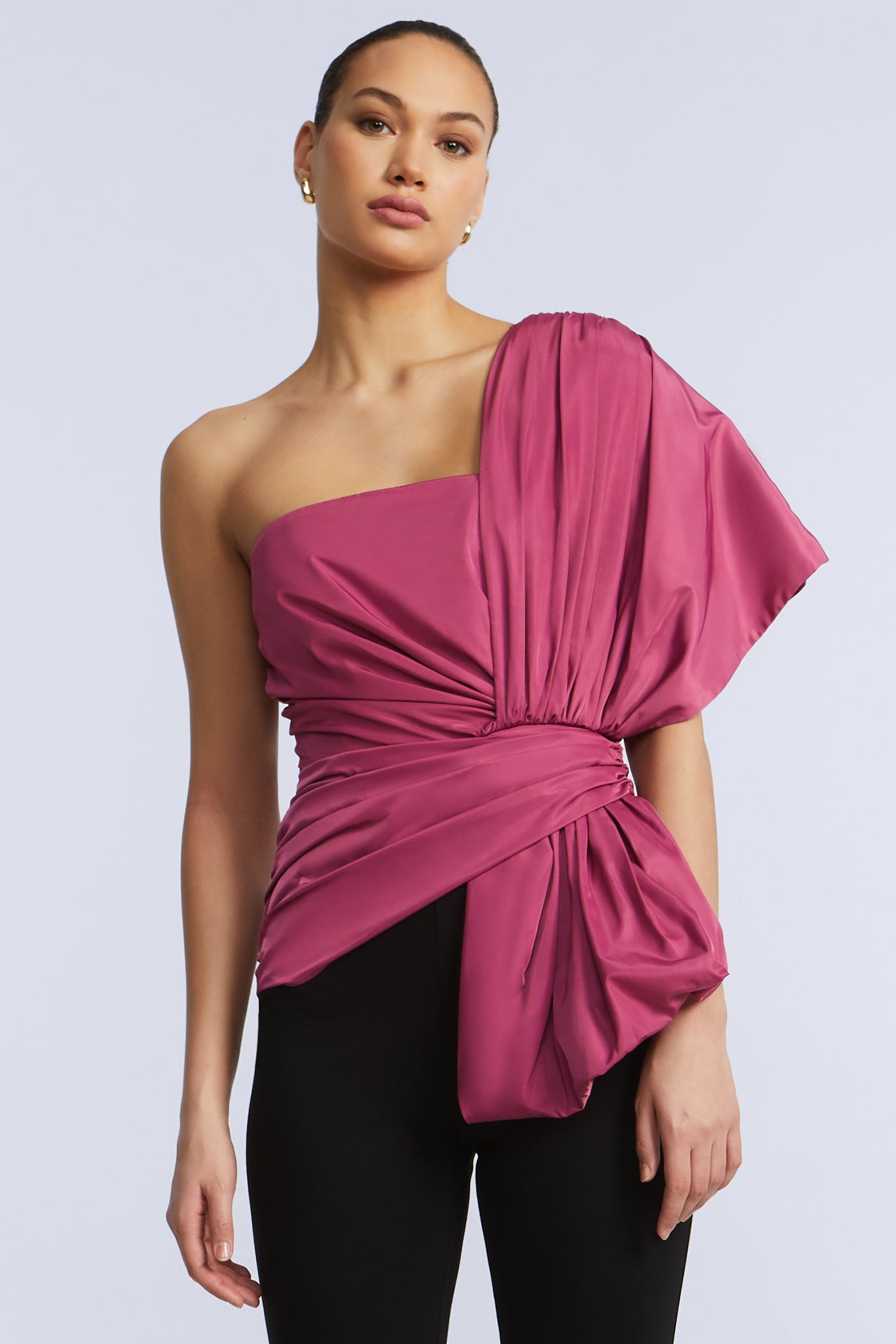 BCBGMAXAZRIA Bow Jumpsuit Black & Red Violet Combo