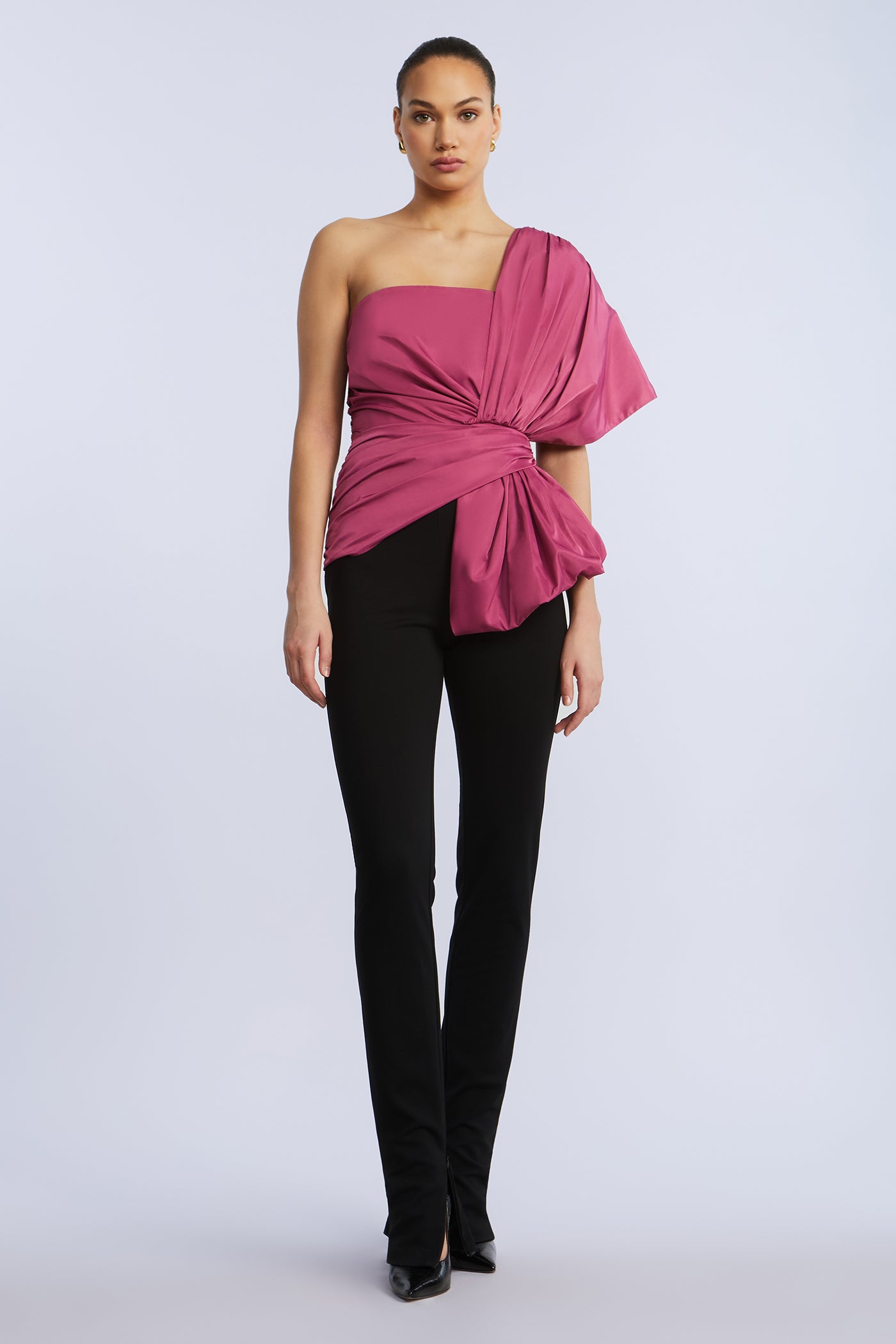 BCBGMAXAZRIA Bow Jumpsuit Black & Red Violet Combo