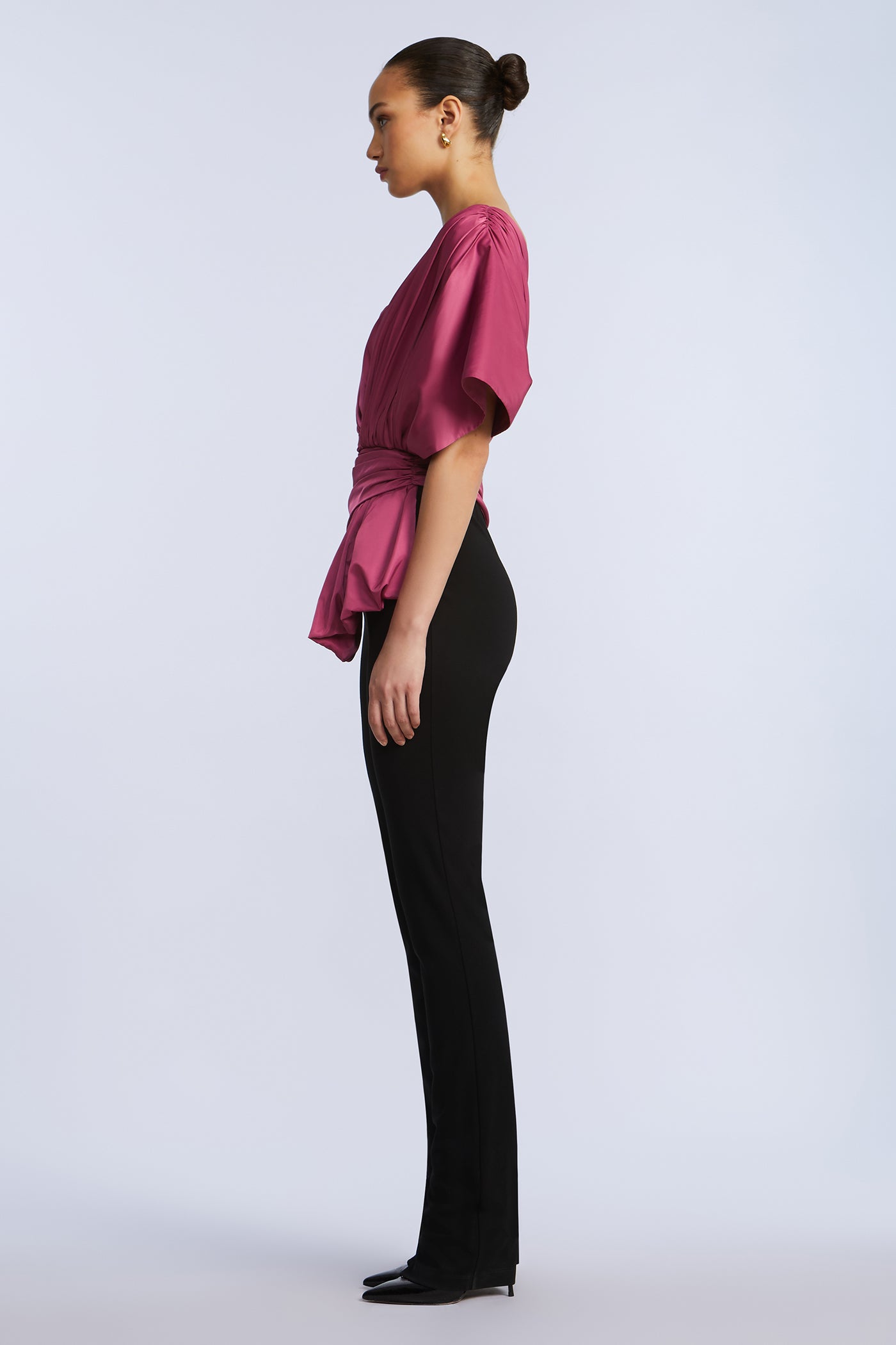 BCBGMAXAZRIA Bow Jumpsuit Black & Red Violet Combo