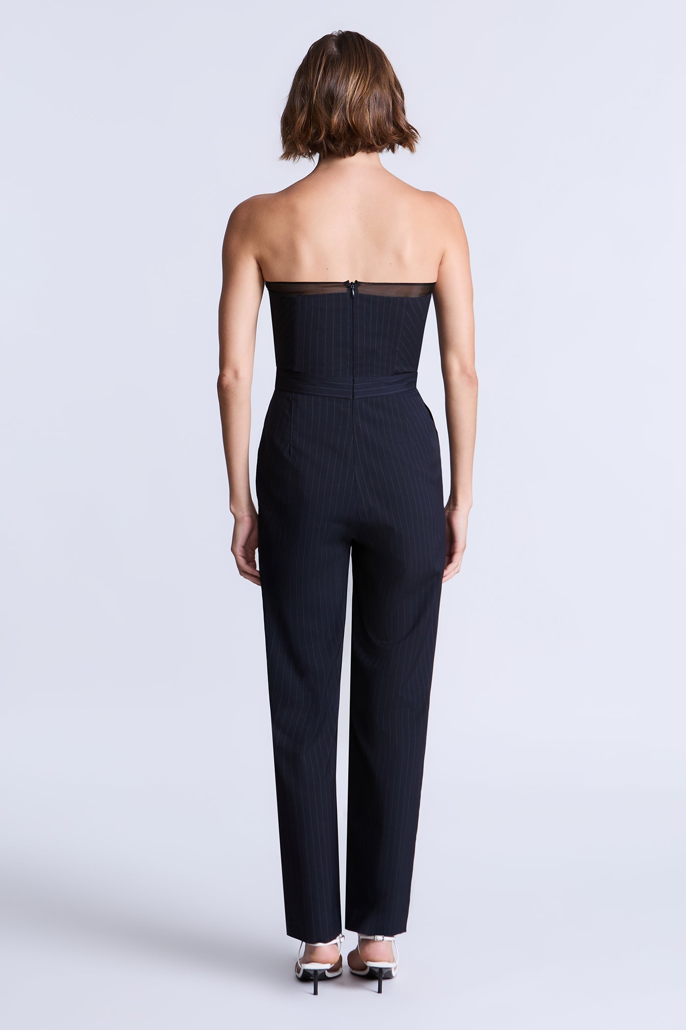 BCBGMAXAZRIA Donna Jumpsuit Navy Pinstripe