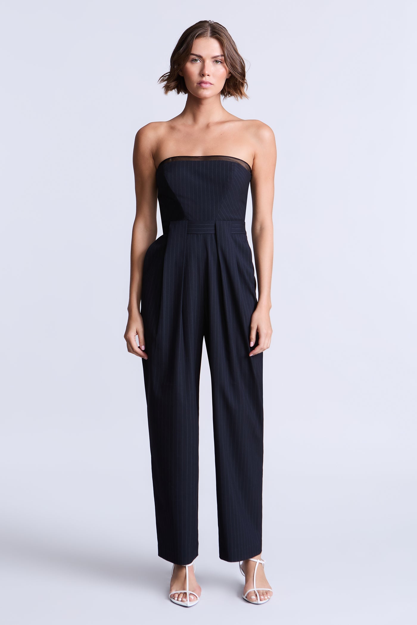 BCBGMAXAZRIA Donna Jumpsuit Navy Pinstripe
