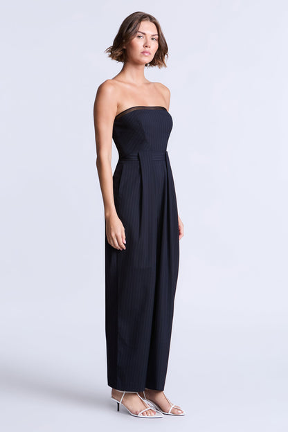 BCBGMAXAZRIA Donna Jumpsuit Navy Pinstripe