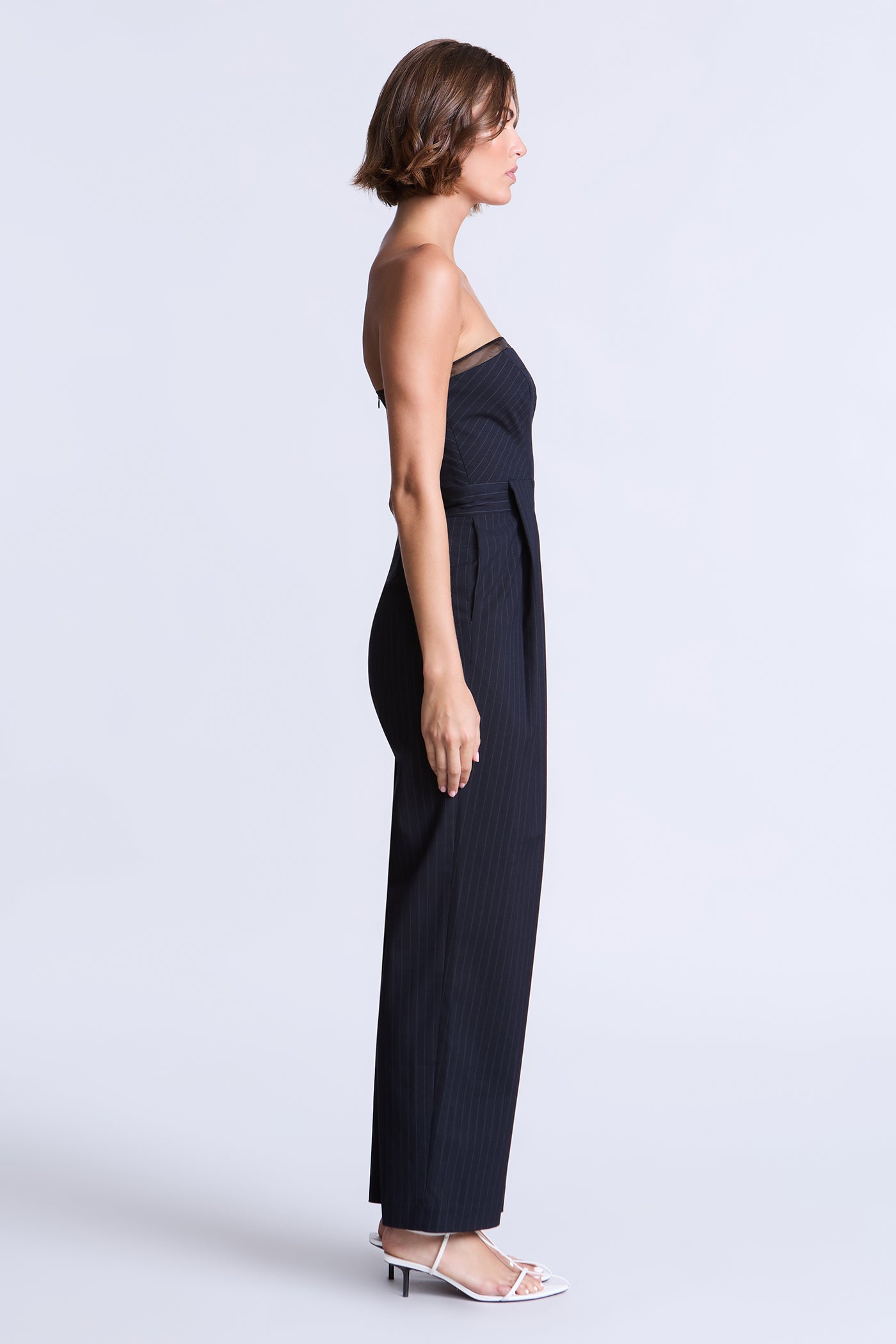 BCBGMAXAZRIA Donna Jumpsuit Navy Pinstripe