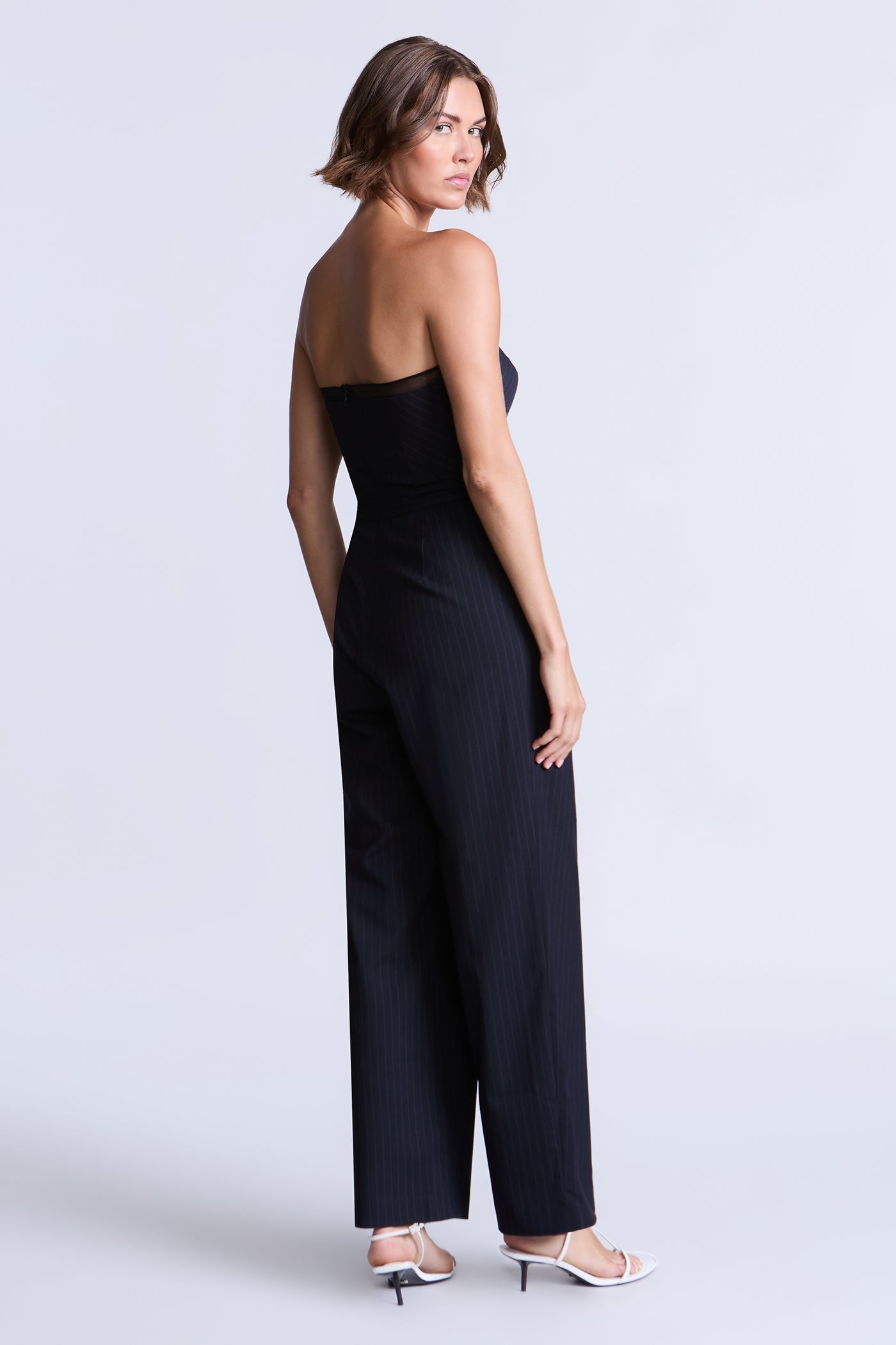 BCBGMAXAZRIA Donna Jumpsuit Navy Pinstripe