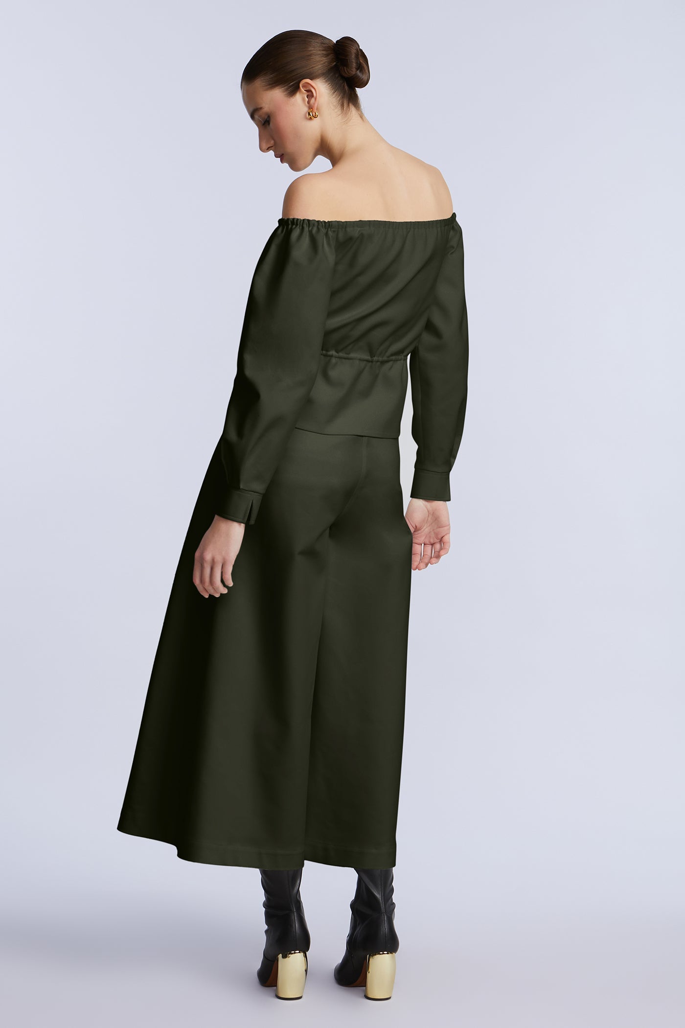BCBGMAXAZRIA Off Shoulder Drawstring Top Rosin