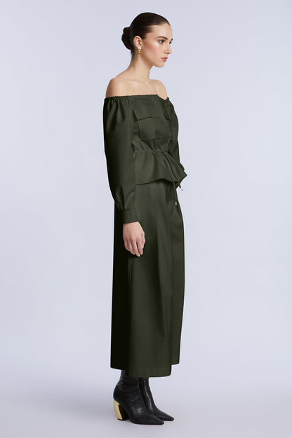 BCBGMAXAZRIA Off Shoulder Drawstring Top Rosin