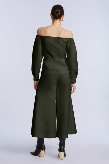 BCBGMAXAZRIA Off Shoulder Drawstring Top Rosin
