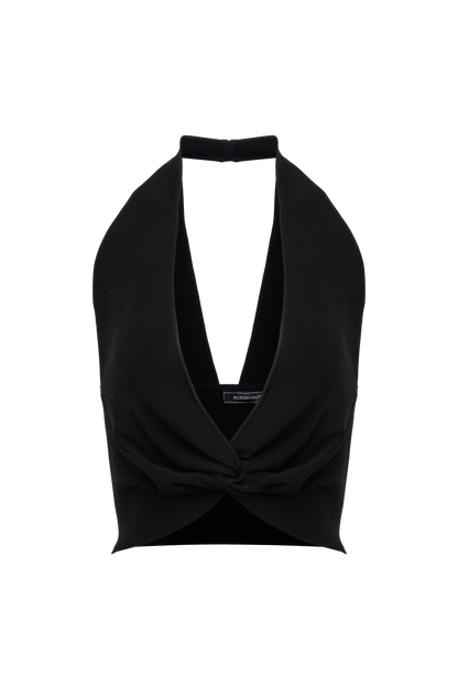 BCBGMAXAZRIA Halter Sweater Top Black