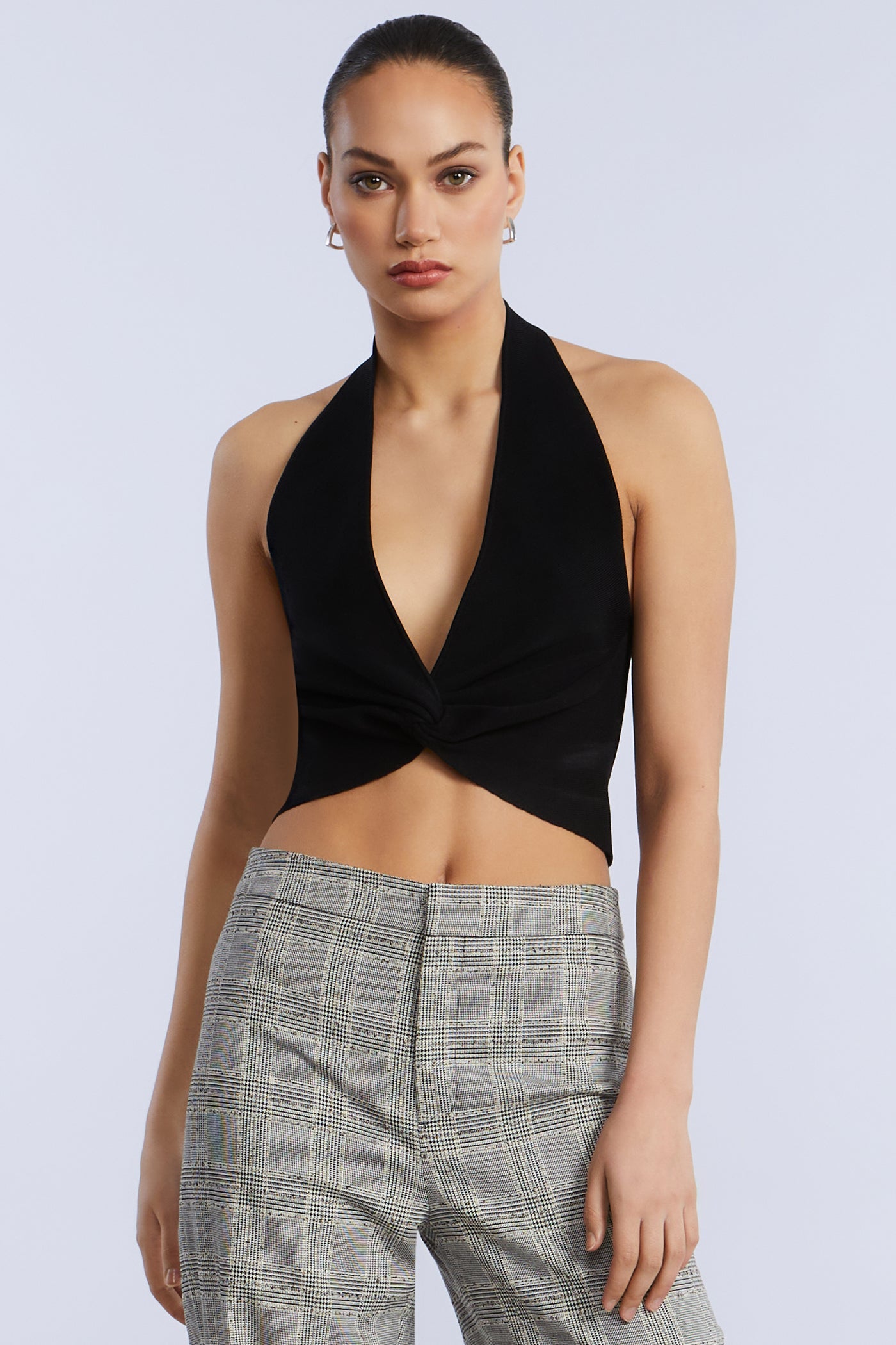 BCBGMAXAZRIA Halter Sweater Top Black