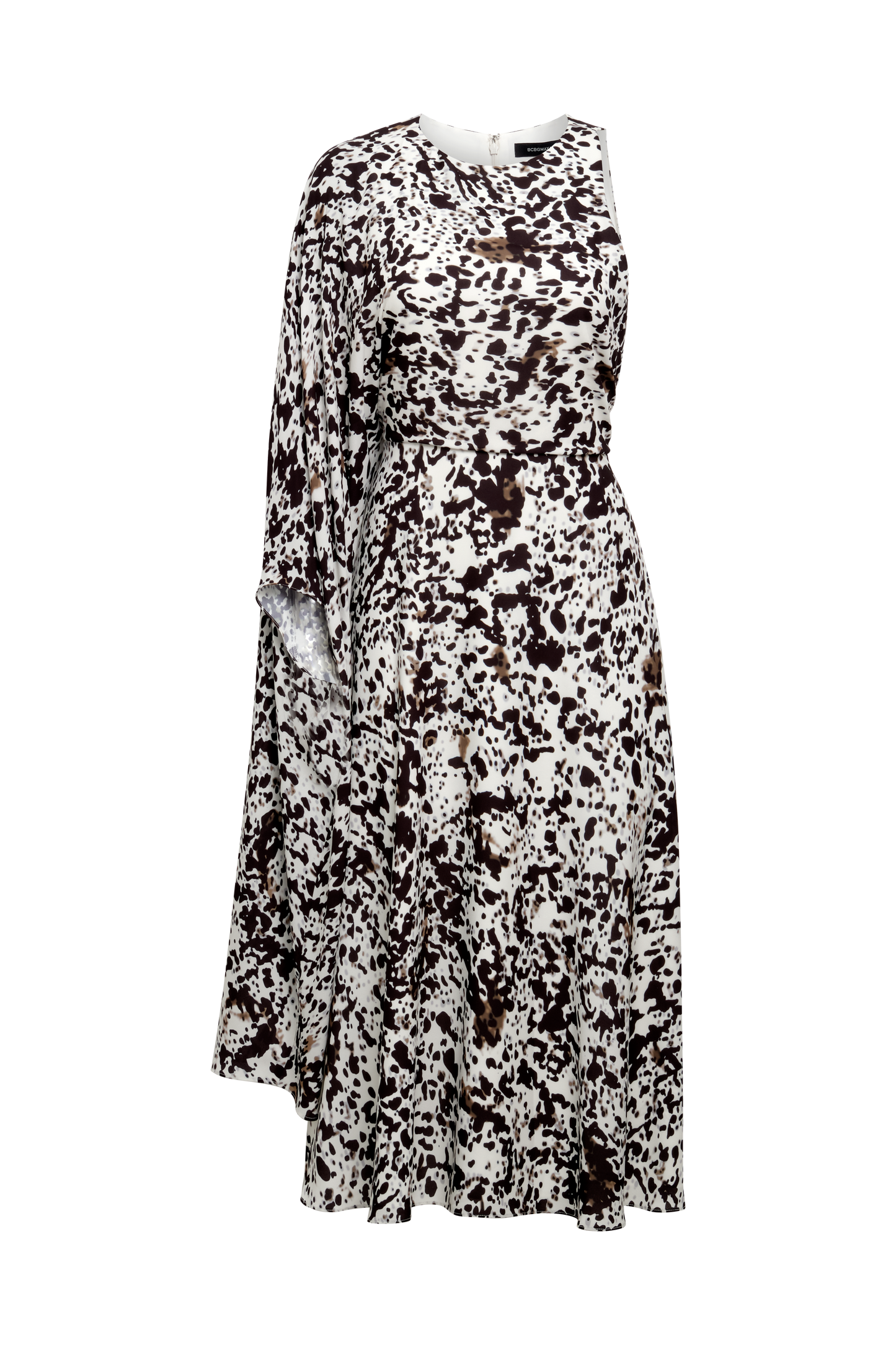BCBGMAXAZRIA One Sleeve Midi Dress Dotty Print