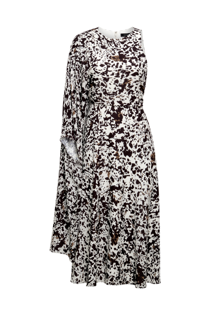BCBGMAXAZRIA One Sleeve Midi Dress Dotty Print