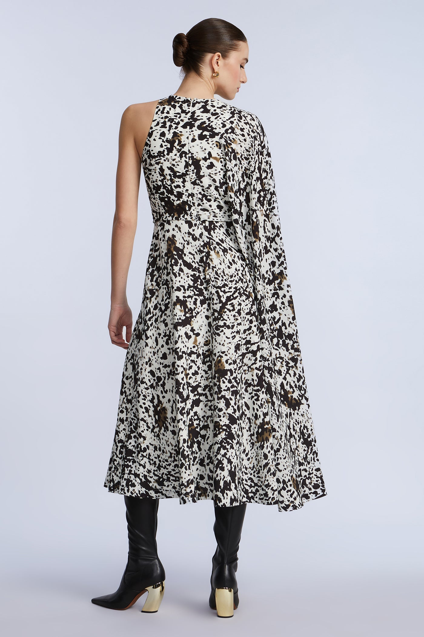 BCBGMAXAZRIA One Sleeve Midi Dress Dotty Print