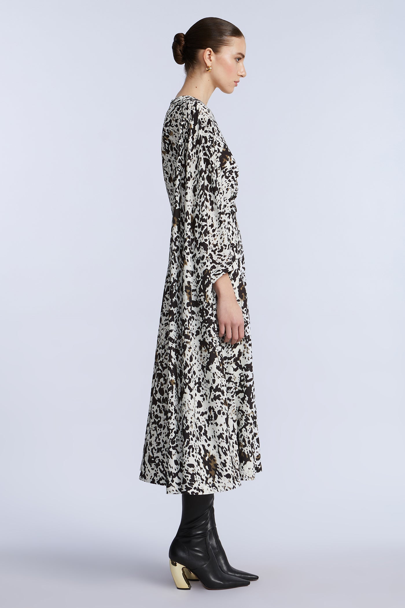 BCBGMAXAZRIA One Sleeve Midi Dress Dotty Print