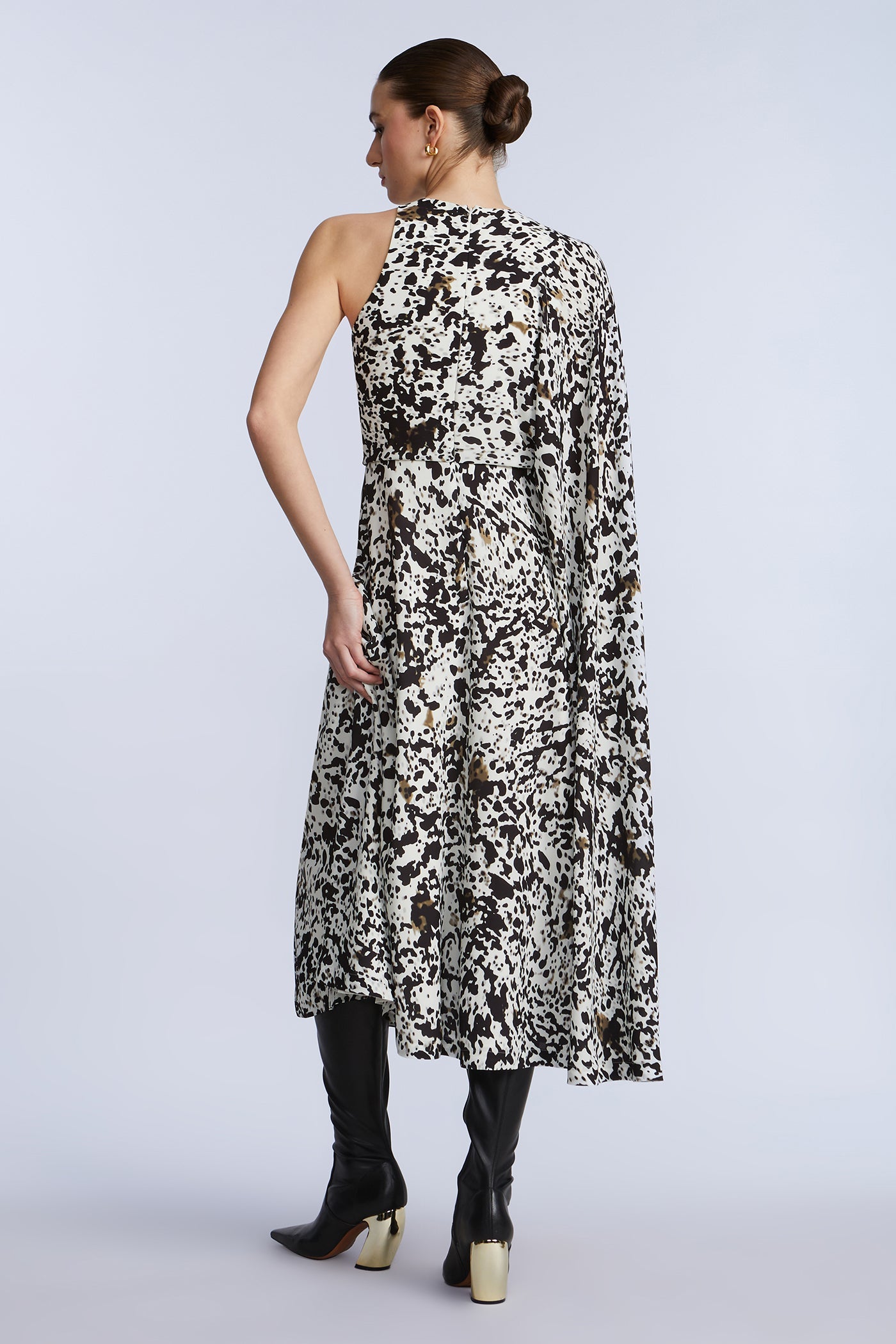 BCBGMAXAZRIA One Sleeve Midi Dress Dotty Print