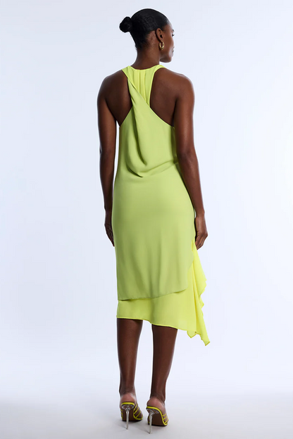 BCBGMAXAZRIA Twist And Drape Combo Dress Citrine