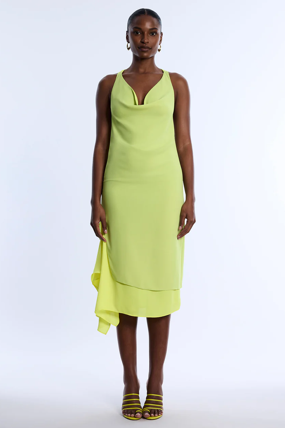 BCBGMAXAZRIA Twist And Drape Combo Dress Citrine