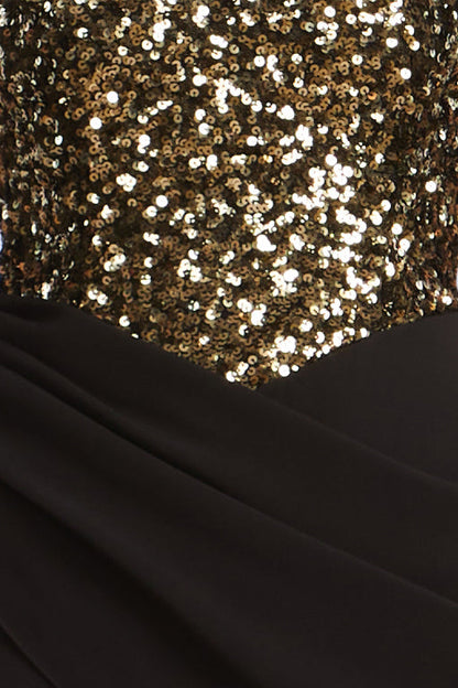 BCBGMAXAZRIA Sequin Crepe Dress Gold & Black Combo