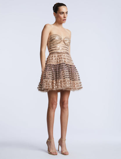 BCBGMAXAZRIA Ombre Sequin Dress Stripe Sequins