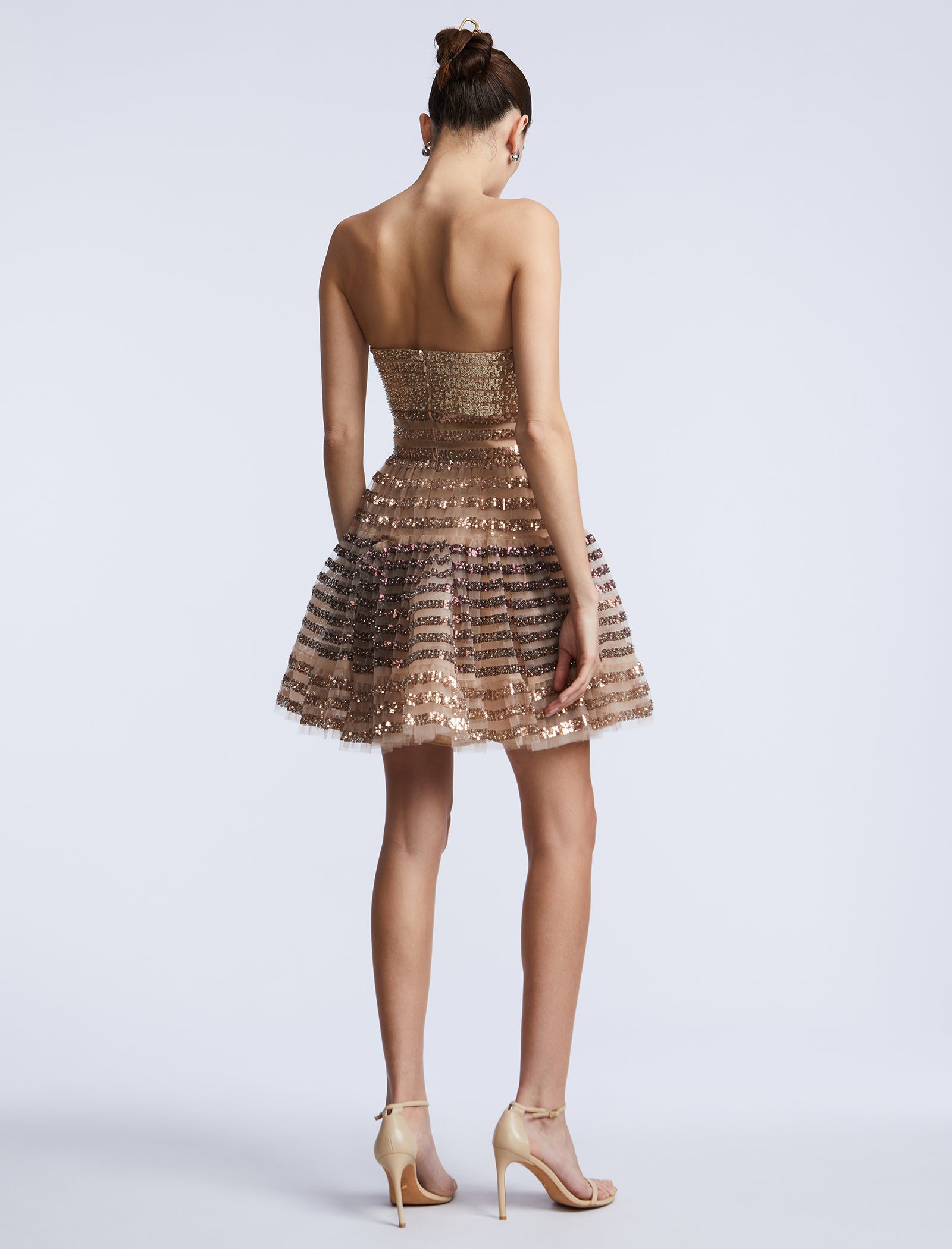 BCBGMAXAZRIA Ombre Sequin Dress Stripe Sequins