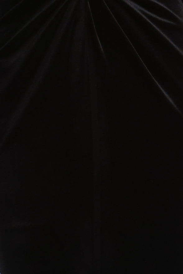 BCBGMAXAZRIA Long Sleeve Halter Velvet Gown Black