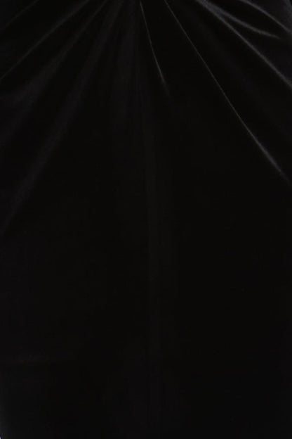BCBGMAXAZRIA Long Sleeve Halter Velvet Gown Black