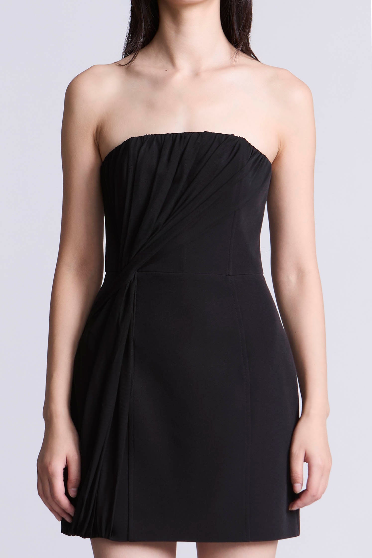BCBGMAXAZRIA Draped Tulle Crepe Cocktail Black