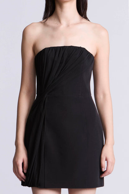 BCBGMAXAZRIA Draped Tulle Crepe Cocktail Black